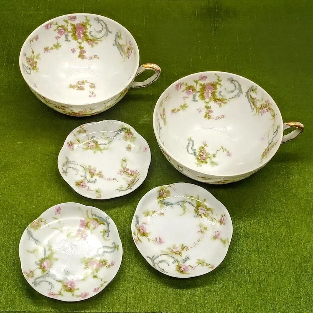 Haviland & Co. Limoges France Porcelain - 2 Cups & 3 Small Plates